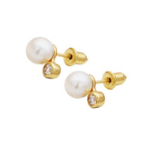 Maris 18k Gold Vermeil 0.143ct tw Lab-Grown Diamond and Cultured Pearl Earrings