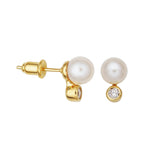 Maris 18k Gold Vermeil 0.143ct tw Lab-Grown Diamond and Cultured Pearl Earrings