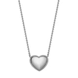 Puffy Heart Pendant Necklace in Silver Plating