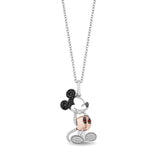 Pre-Owned Disney by Kay 1/6ct tw  Diamond Mickey Mouse Pendant Necklace in Sterling Silver and Rose Gold