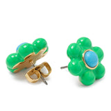 Petal Puff Studs in Green Multi
