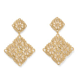 Spade Flower Lace Drop Earrings in 18k Gold Plating
