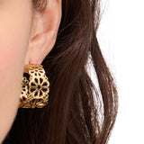 Spade Flower Lace Hoops in 18k Gold Plating