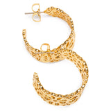 Spade Flower Lace Hoops in 18k Gold Plating