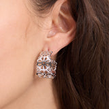 Spade Flower Lace Hoops in Silver