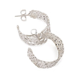 Spade Flower Lace Hoops in Silver