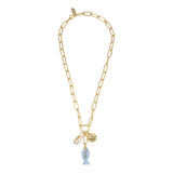Alexi Charm Necklace in Blue & Gold