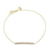Multi Lab Grown Gemstone & Lab-Grown Diamond Bar Bracelet 1/20ct tw 24K Yellow Gold Vermeil Sterling Silver 8"