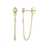Lab-Grown Diamond Front-Back Chain Dangle Earrings 1/8ct tw in 24K Yellow Gold Vermeil Sterling Silver