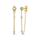 Lab-Grown Diamond Front-Back Chain Dangle Earrings 1/8ct tw in 24K Yellow Gold Vermeil Sterling Silver
