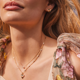 Bee Short Pendant Necklace in Gold & Yellow Mix