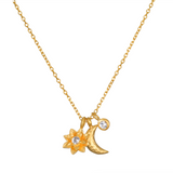 Lotus Moon Charm Pendant Necklace