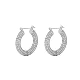 Pave Baby Amalfi Hoops in Silver