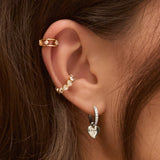 Heart Charm Huggie Earrings in Silver Plating