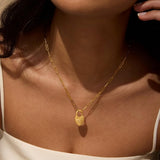 Heart Padlock Necklace in White Topaz