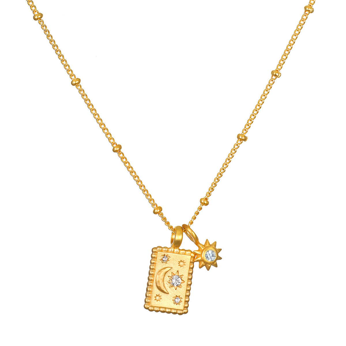 Crescent Moon Birthstone Necklace
