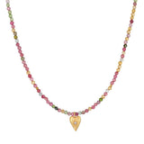 Pink Tourmaline Heart Choker