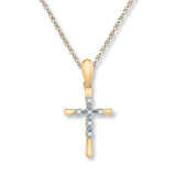 Pre-Owned Kay 1/20ct tw Diamond Cross Necklace in 10K Yellow Gold