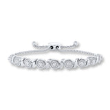 Pre-Owned Kay 1/4ct tw Round-cut Diamond Bolo Bracelet in Sterling Silver