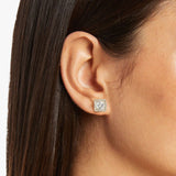 Square Kate Studs in Gold & Clear