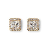 Square Kate Studs in Gold & Clear
