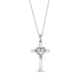 Pre-Owned Jared 1/10ct Diamond Cross Necklace in 10K White Gold