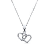 Pre-Owned Jared 1/8ct tw Diamond Twin Hearts Necklace in 10K White Gold