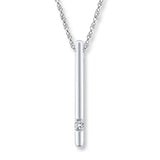 Pre-Owned Kay Diamond Accent Bar Necklace in 10K White Gold