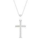 Pre-Owned Kay 10k White Gold 1/10ct Diamond Cross Pendant Necklace