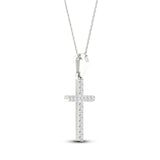 Pre-Owned Kay 10k White Gold 1/10ct Diamond Cross Pendant Necklace