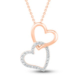 Pre-Owned Kay 1/10ct tw Diamond Heart Pendant Necklace in 10k Rose Gold