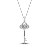 Pre-Owned Kay 1/5ct tw Diamond Key Necklace in Sterling Silver