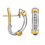 Pre-Owned Kay 1/4ct tw Diamond Hoop Earrings in 10k Yellow & White Gold