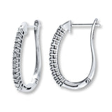 Pre-Owned Kay 1/15ct tw Round-cut Diamond Hoop Earrings in Sterling Silver