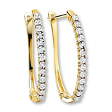 Pre-Owned Kay 1/20ct tw Round-cut Diamond Hoop Earrings in 10k Two-Tone Gold