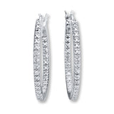 Pre-Owned Kay 1/15ct tw Diamond Hoop Earrings in Sterling Silver