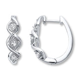 Pre-Owned Kay 1/10ct tw Diamond Hoops Earrings in Sterling Silver