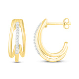 Pre-Owned Kay 1/15ct tw Diamond Curved Earrings in 10K Yellow Gold