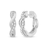 Pre-Owned Kay 1/5ct tw Diamond Twist Hoop Earrings in Sterling Silver