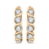 Pre-Owned Kay 1/10ct tw Diamond Twist Hoop Earrings in 10k Yellow Gold