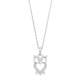 Pre-Owned Zales 1/10ct Diamond Owl Pendant in Sterling Silver