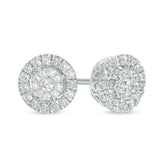 Pre-Owned Zales 10k White Gold 1/4ct Round Diamond Halo Studs