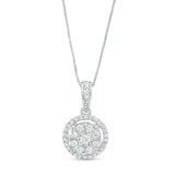 Pre-Owned Zales 10k White Gold 1/4ct Round Diamond Circle Pendant