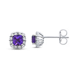 Kay Outlet Amethyst Earrings Lab-Created Sapphires in Sterling Silver