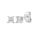 Pre-Owned Kay 1/3ct tw Princess-Cut Lab-Created Diamond Solitaire Stud Earrings in 10K White Gold