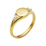 Grace 18k Gold Vermeil 0.1ct tw Lab-Created Diamond Signet Ring