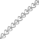 Pre-Owned Kay 1/2ct tw Round-cut Diamond Heart Link Bracelet in Sterling Silver