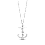 Pre-Owned Kay 1/6ct tw Diamond Hallmark Anchor Necklace in Sterling Silver