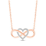 Pre-Owned Kay 1/10 ct Diamond Heart Infinity Necklace in 10K Rose Gold