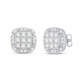 Pre-Owned Kay 10k White Gold 1/4ct Round Diamond Pave Square Studs